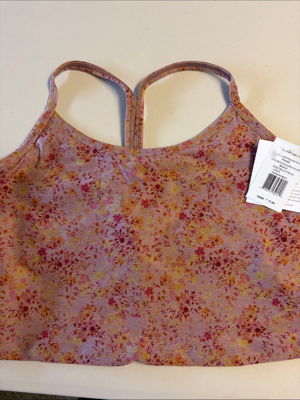 Beyond Yoga Rose Floral T-Back Crop Top